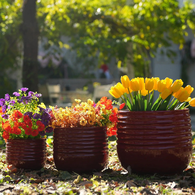 Handmade Glazed Ceramic Planter Set of 3 by HouseOfZazla