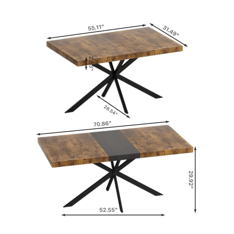 Retro Rectangular Stretch Dining Table With Embossed Center Plate by Unique Piece Furniture