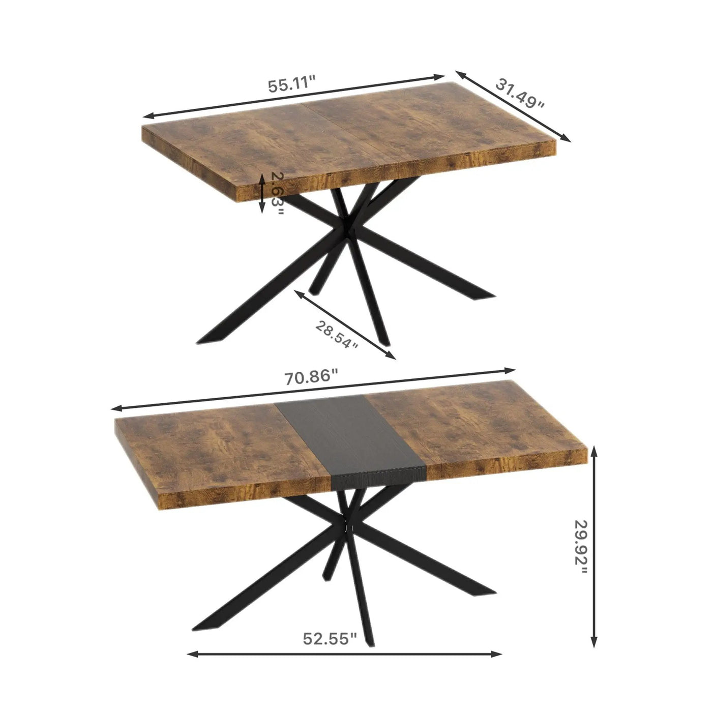 Retro Rectangular Stretch Dining Table With Embossed Center Plate by HouseOfZazla