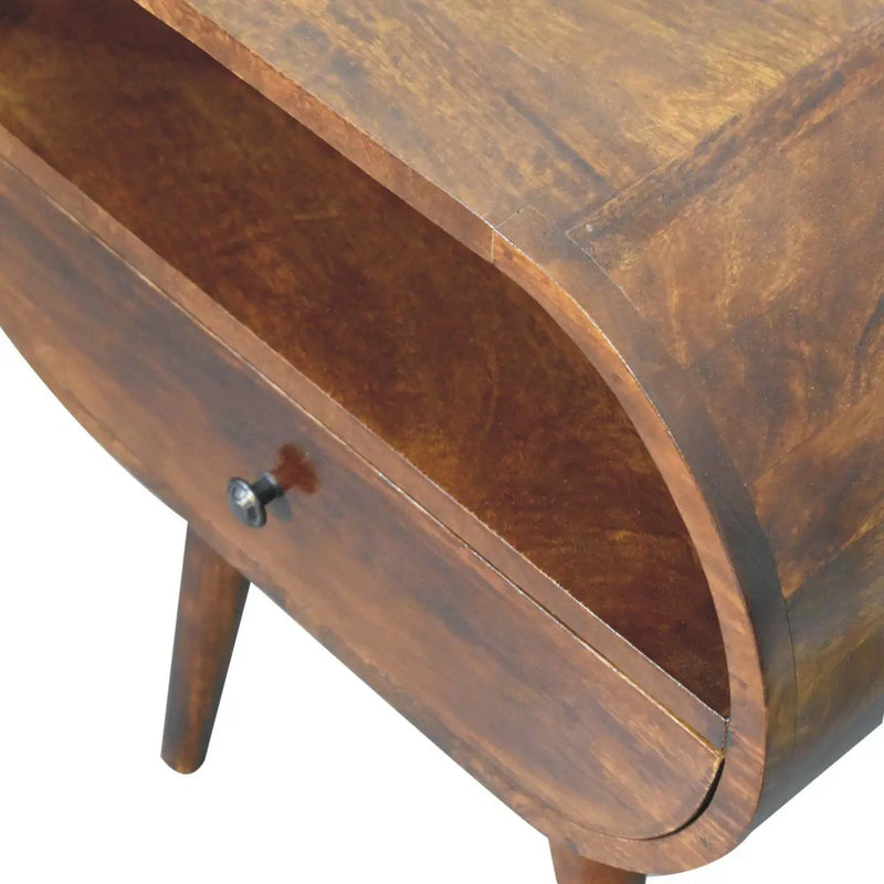 Large Chestnut Circular Bedside by Unique Piece Furniture