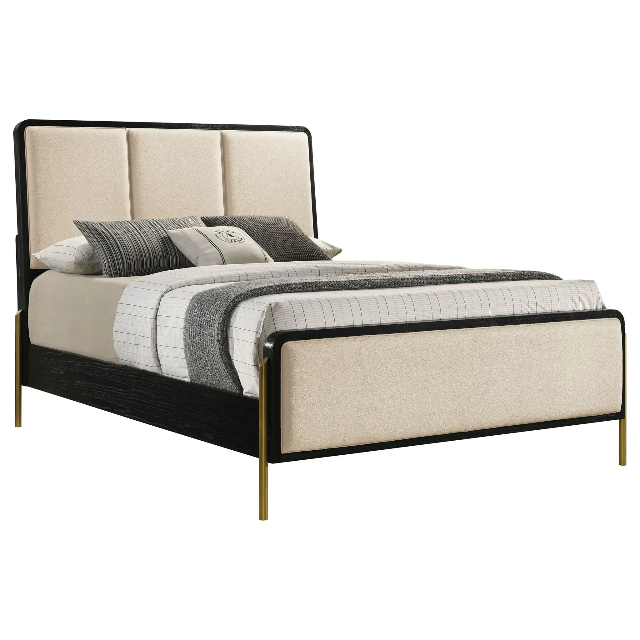 Arini 56-inch California King Panel Bed Cream and Black by Unique Piece Furniture