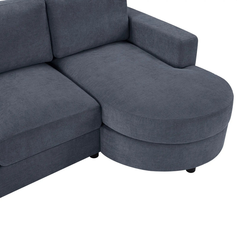 Modern L-Shaped Sectional Sofa With Curved Chaise, USB Ports, And Side Storage Pockets by HouseOfZazla
