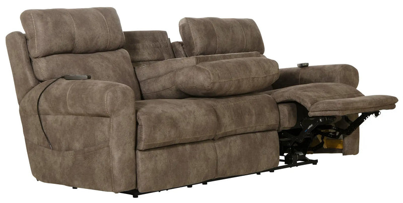 Tranquility - Power Headrest Power Lay Flat Reclining Sofa With DDT / CR3 Heat / Massage / Lumbar - Pewter by Unique Piece Furniture