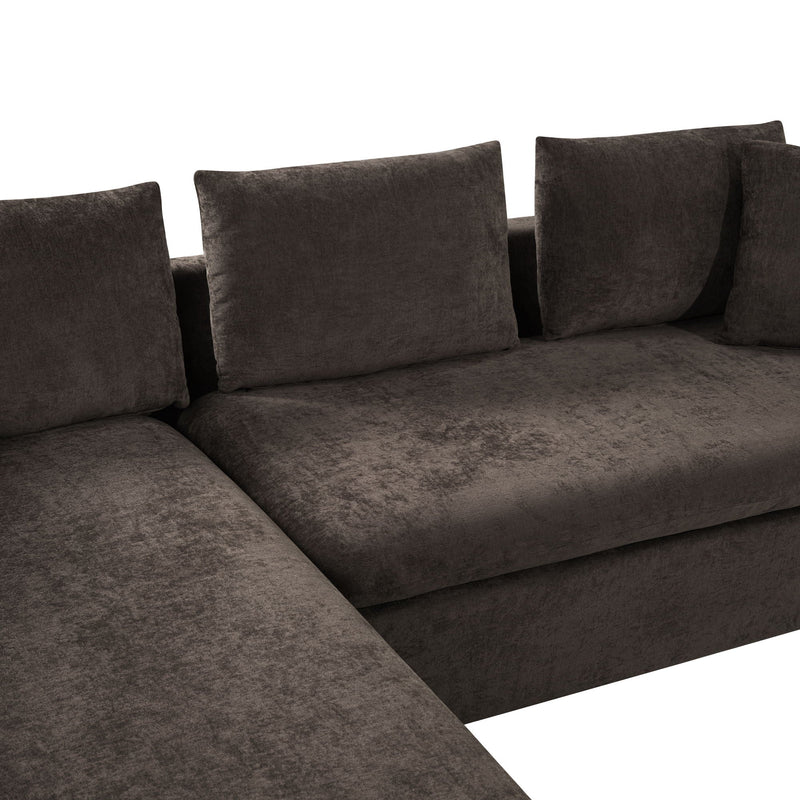 Modern L Shaped Sectional Sofa With Upholstery And Wooden Storage by HouseOfZazla