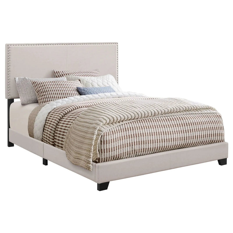 Boyd Upholstered Eastern King Panel Bed Ivory by Unique Piece Furniture