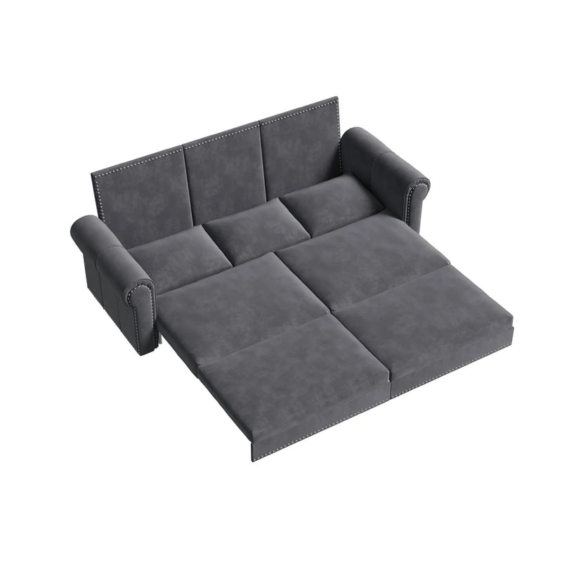 3 In 1 Convertible Sleeper Sofa With Nailhead Trim & Rolled Arm by HouseOfZazla