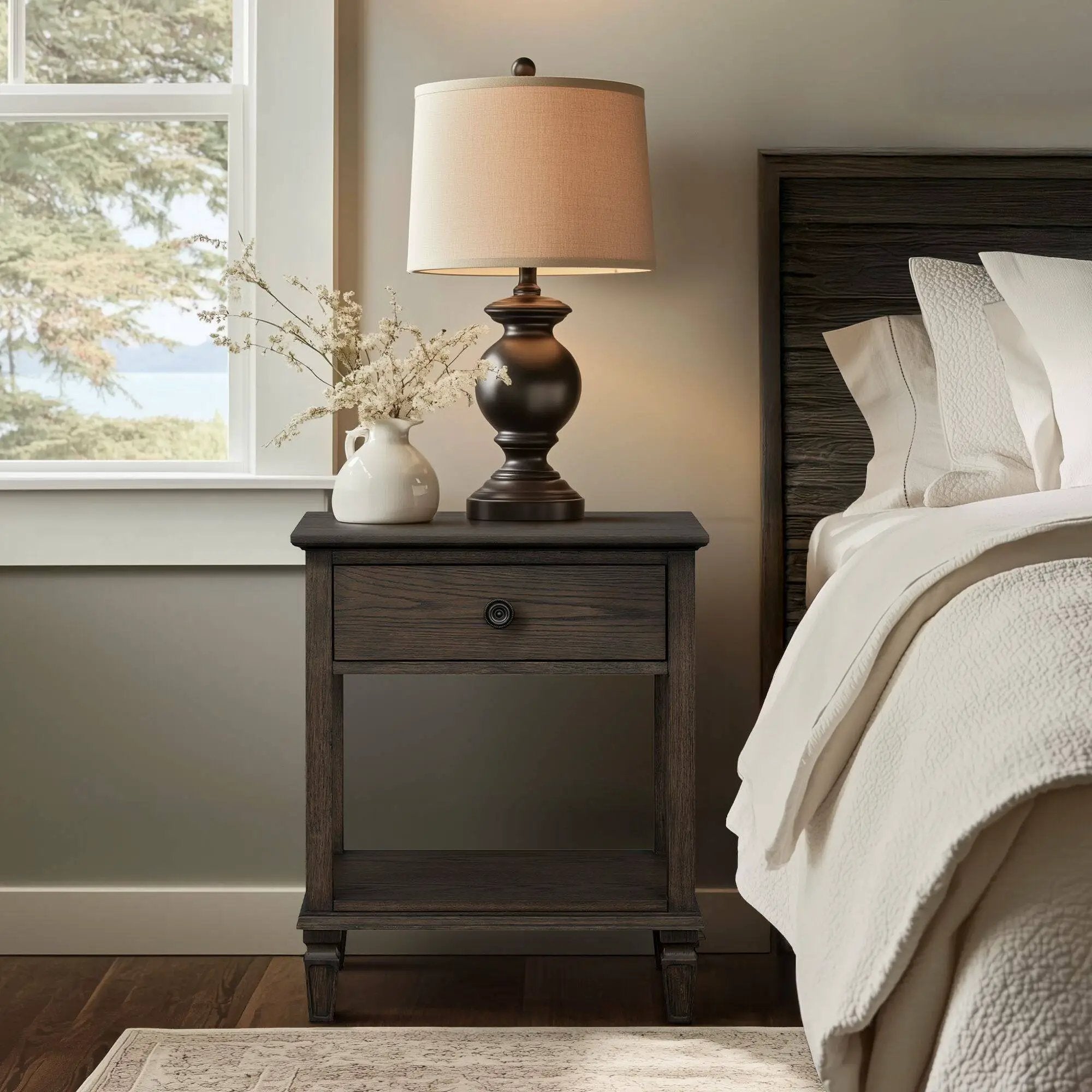 Victoria - Bedside Table With Drawer And Shelf by Unique Piece Furniture