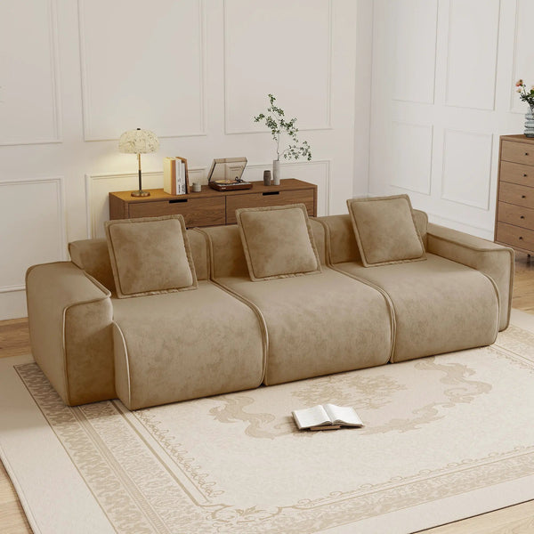 Deep Seat Modular 3 Seat Boneless Sofa with French Edge Piping