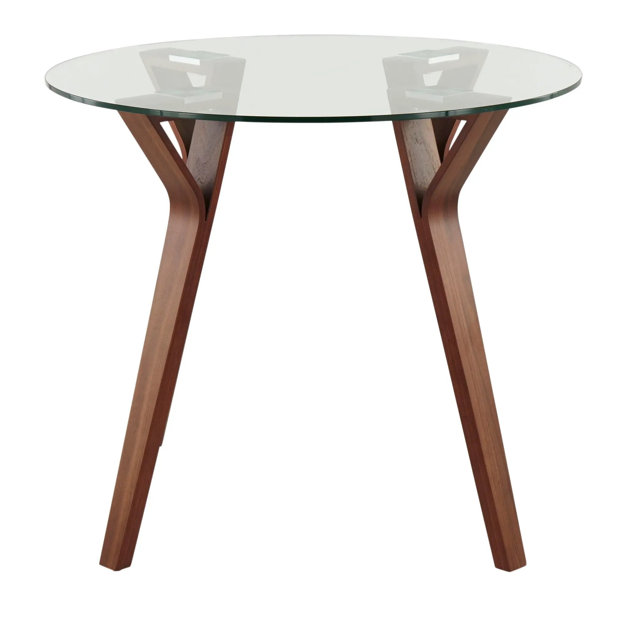 Folia - Mid-Century Modern Round Dinette Table - Walnut / Clear by Unique Piece Furniture