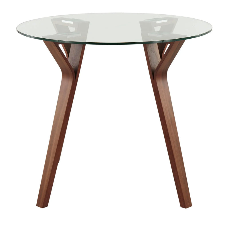 Folia - Mid-Century Modern Round Dinette Table - Walnut / Clear by HouseOfZazla