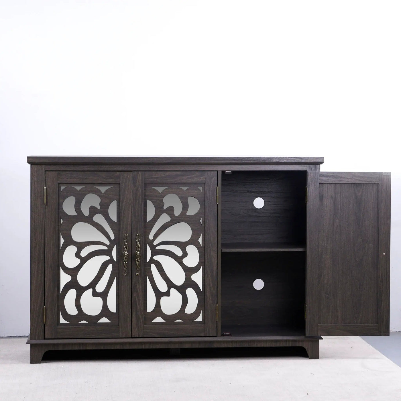 3 Door Mirrored Sideboard Cabinet With Adjustable Shelves by HouseOfZazla