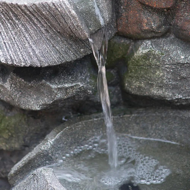 Indoor Outdoor Stone Water Fountain, 4 Tier Polyresin Cascading Rock Bowl Freestanding Fountain With LED Ligh - Gray by Unique Piece Furniture