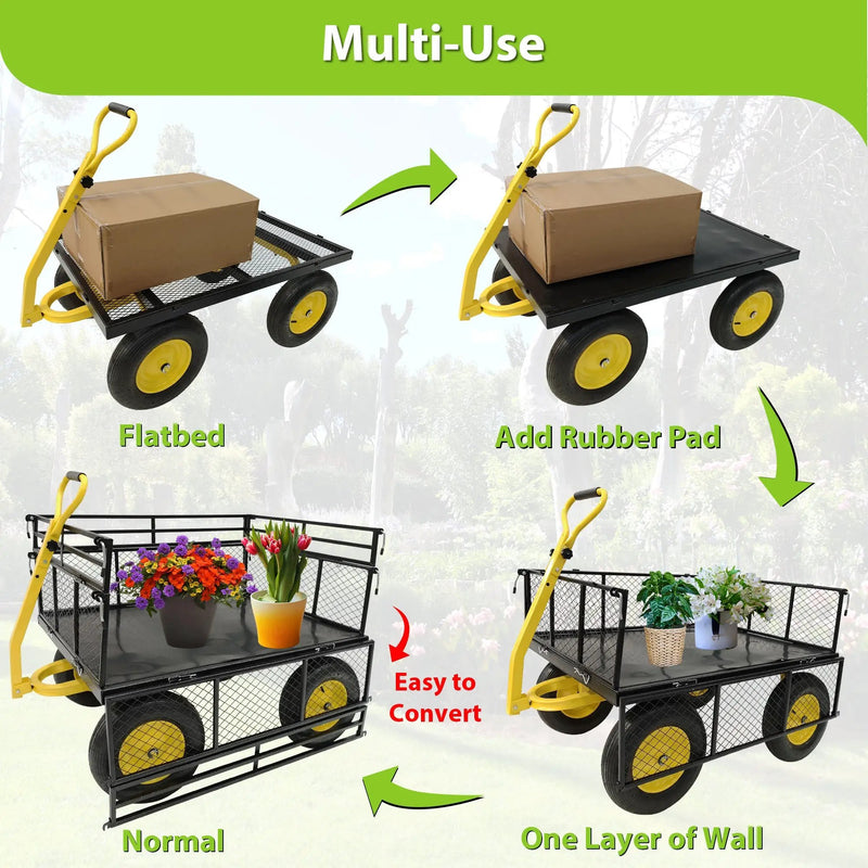 Steel Garden Cart, Heavy Duty 1400 lbs Capacity by HouseOfZazla