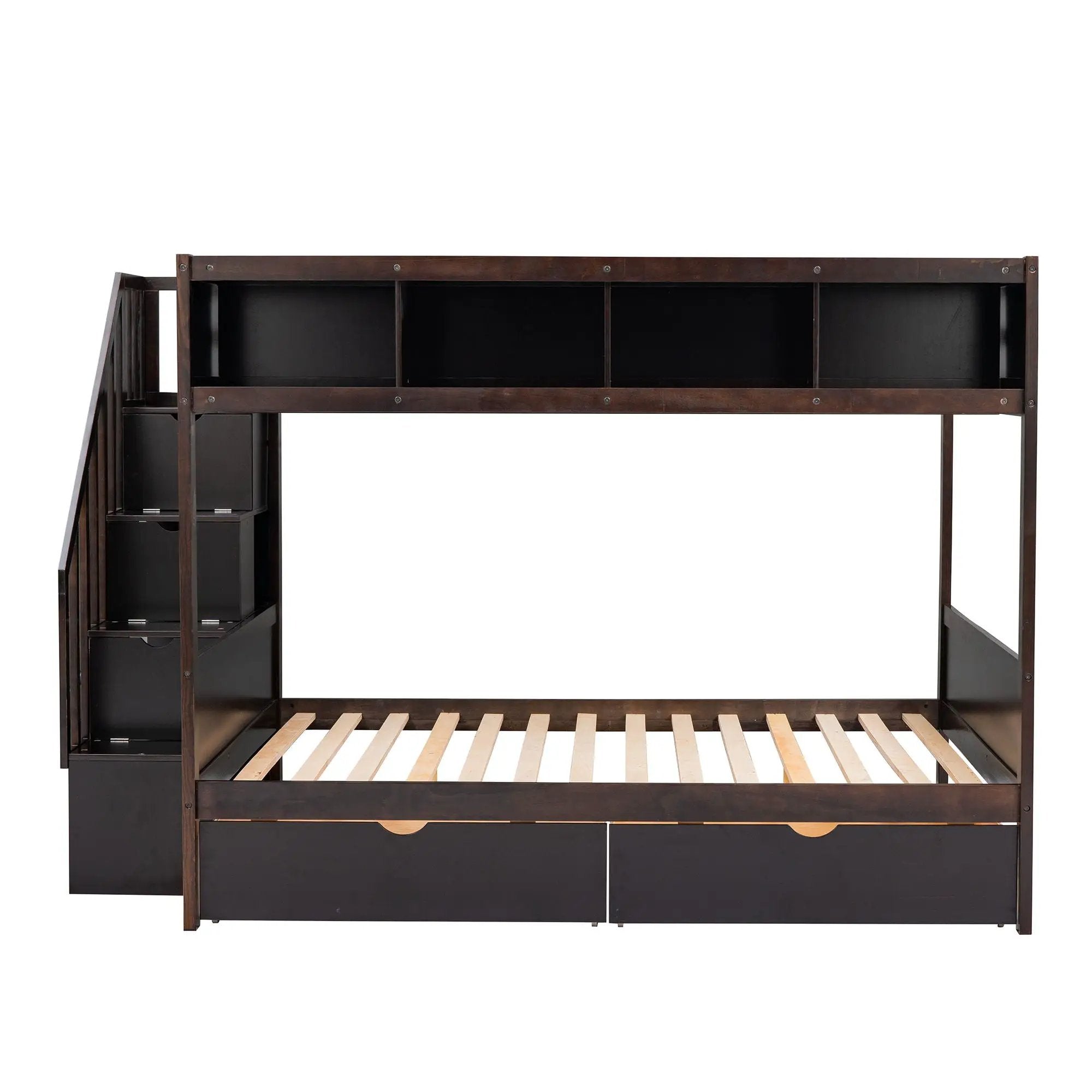Bunk Bed With Shelfs, Storage Staircase And 2 Drawers by HouseOfZazla