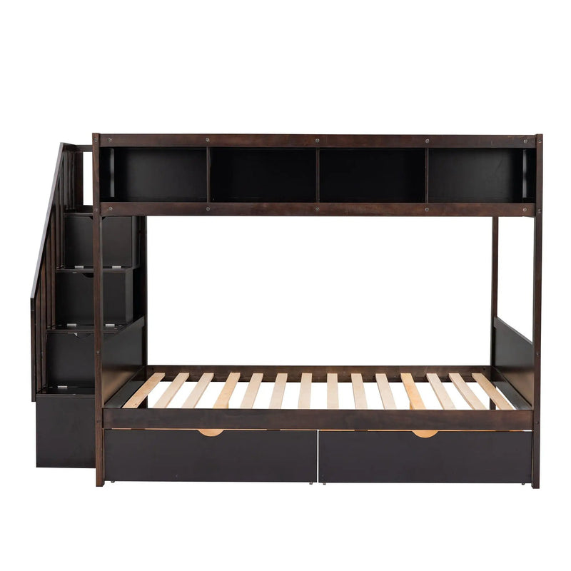 Bunk Bed With Shelfs, Storage Staircase And 2 Drawers by HouseOfZazla