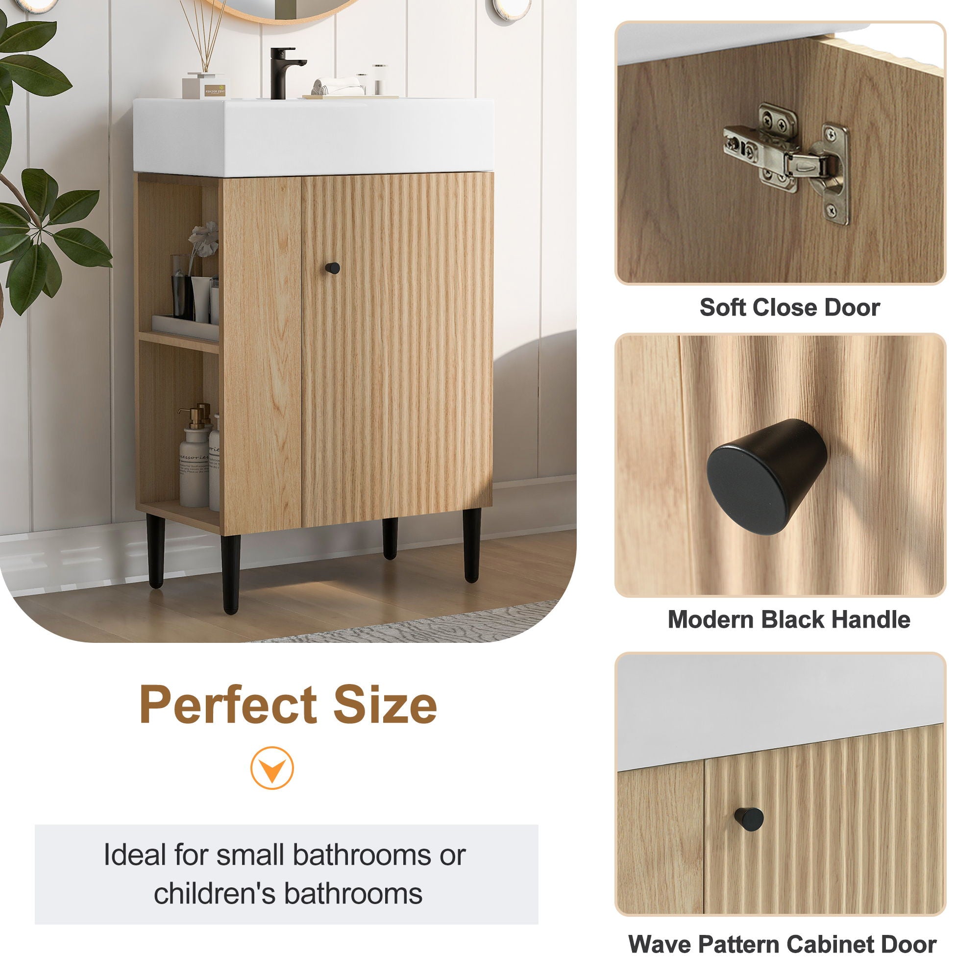 Bathroom Vanity, Combo Cabinet, Bathroom Storage Cabinet, Single Ceramic Sink by HouseOfZazla