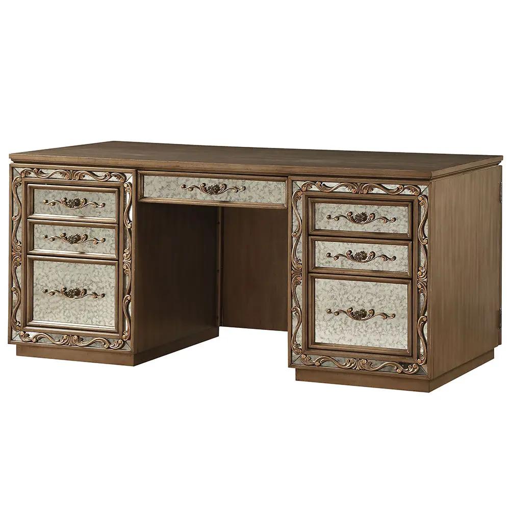 Orianne - Executive Writing Desk - Antique Gold by Unique Piece Furniture