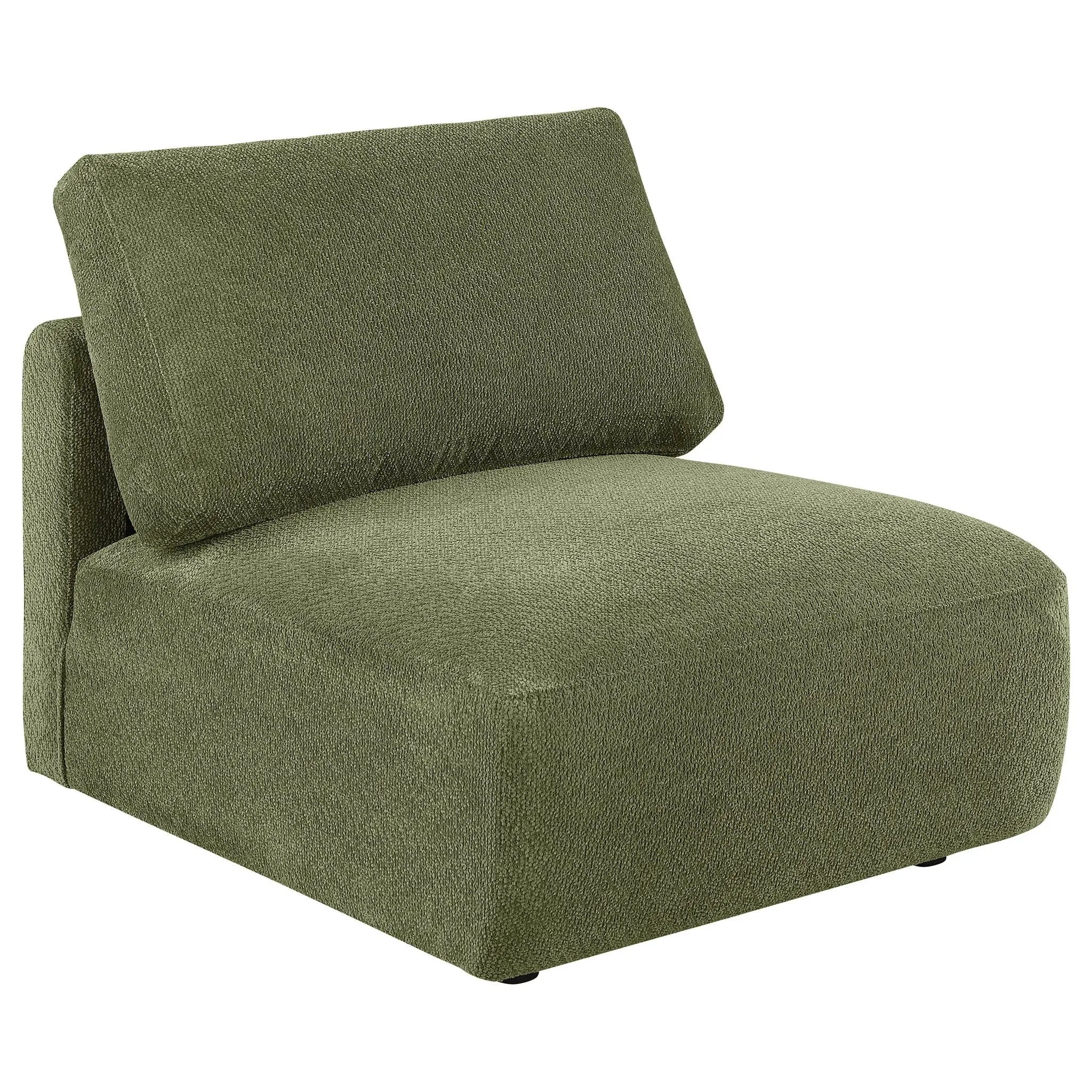 Elysia Chenille Upholstered Modular Armless Chair Green by Unique Piece Furniture