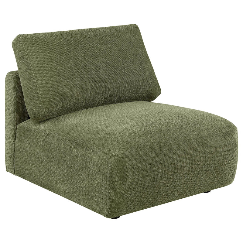 Elysia Chenille Upholstered Modular Armless Chair Green by Unique Piece Furniture