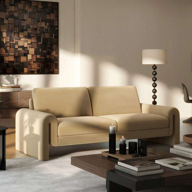 Mason - Arched Arm Sofa - Camel Brown Beige by Unique Piece Furniture