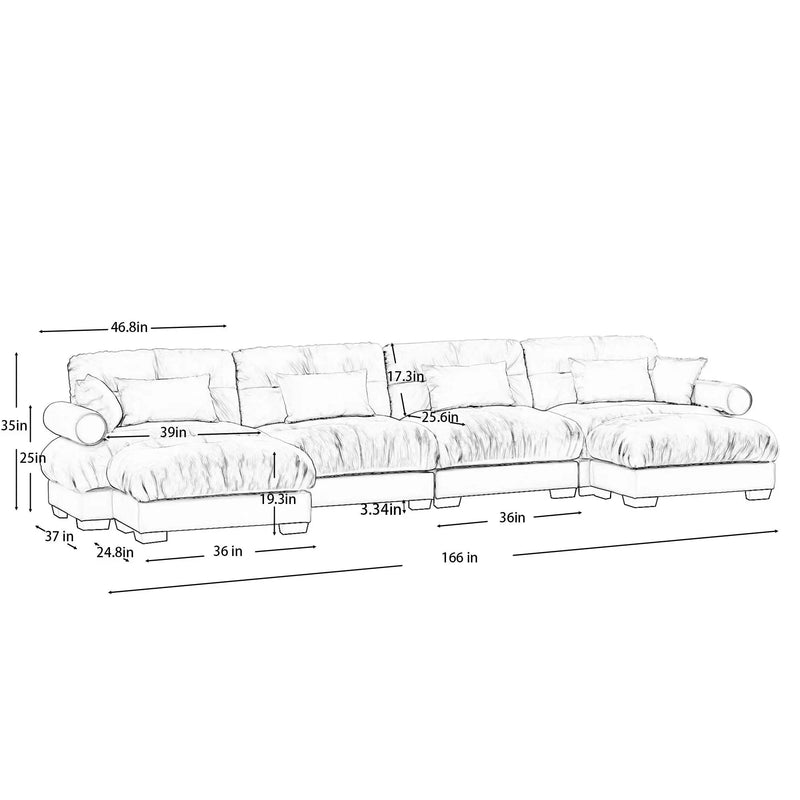 Super Comfort Oversized Modular Sectional Sofa With Movable Ottoman by HouseOfZazla