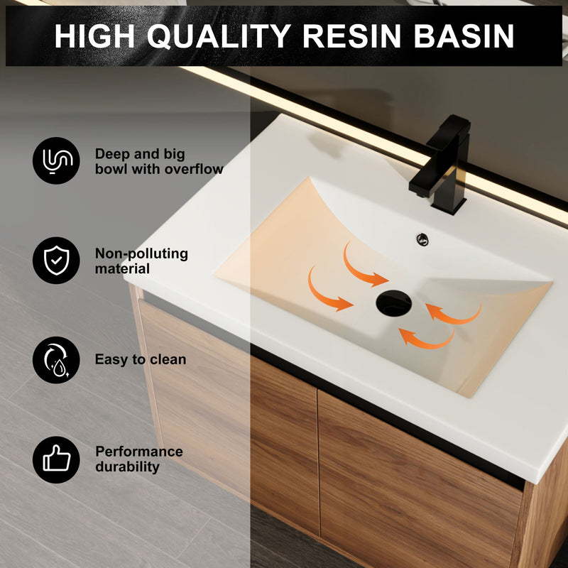Bathroom Vanity Set With Resin Countertop Sink And 2 Doors, Engineered Wood by HouseOfZazla