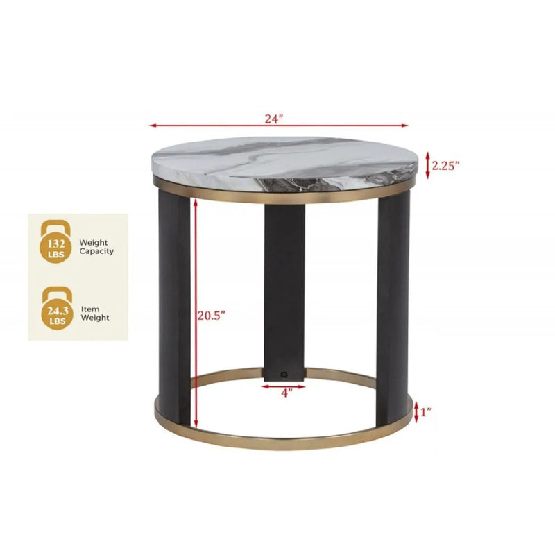 Round End Table For Living Room - Gold / Brown by Unique Piece Furniture