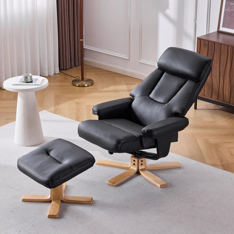 Upholstered Heated Massage 360° Swivel Accent Chair With Ottoman by HouseOfZazla