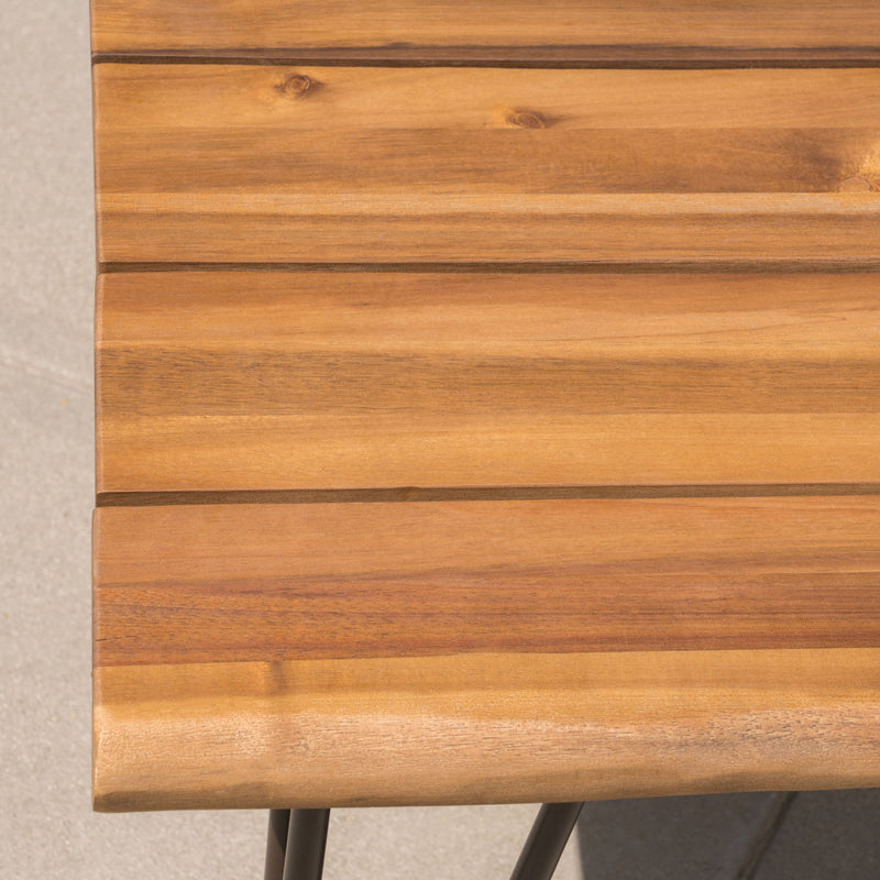 Outdoor Coffee Table With Slat Top And Metal Legs - Teak by HouseOfZazla