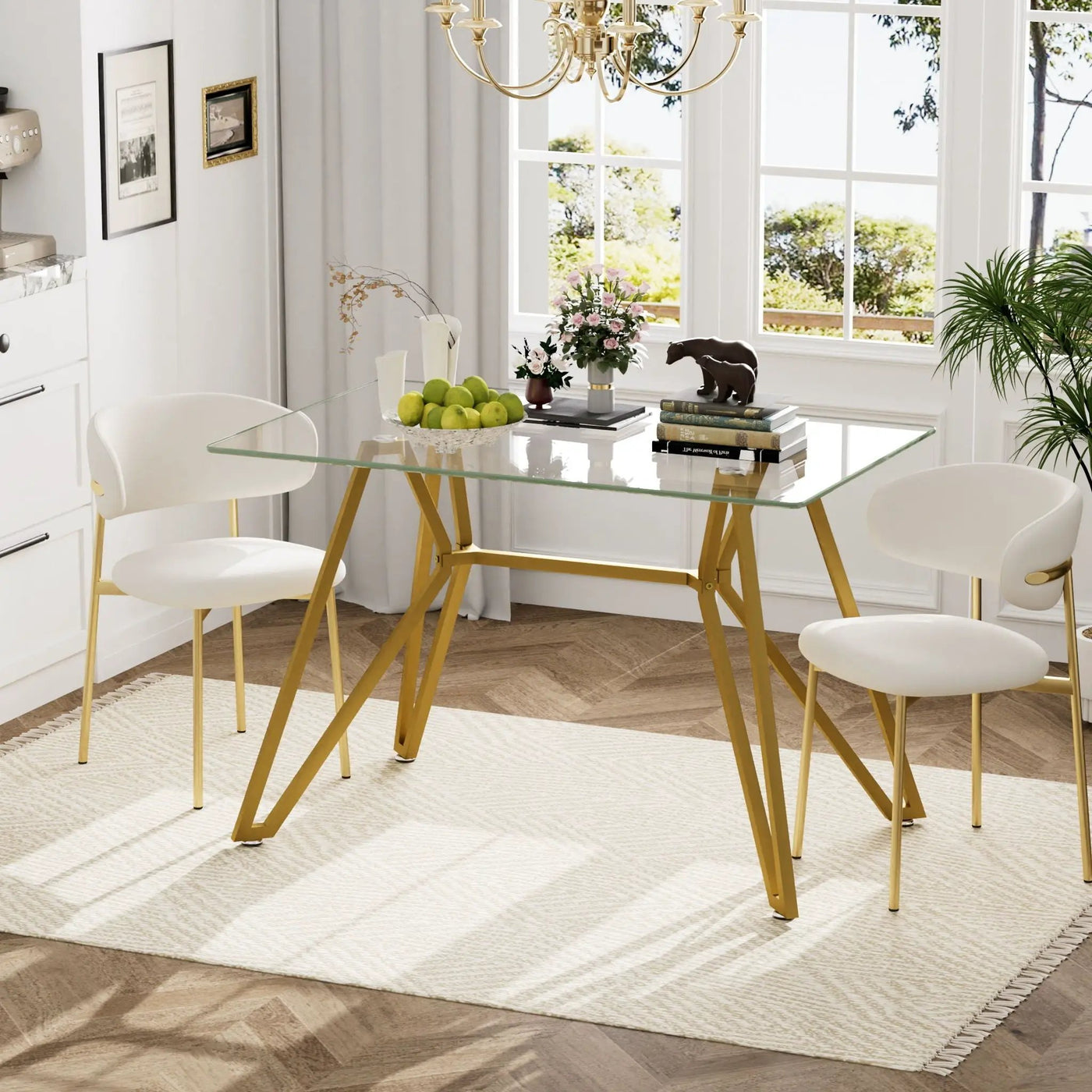 Modern Glass Dining Table With Metal Legs by HouseOfZazla