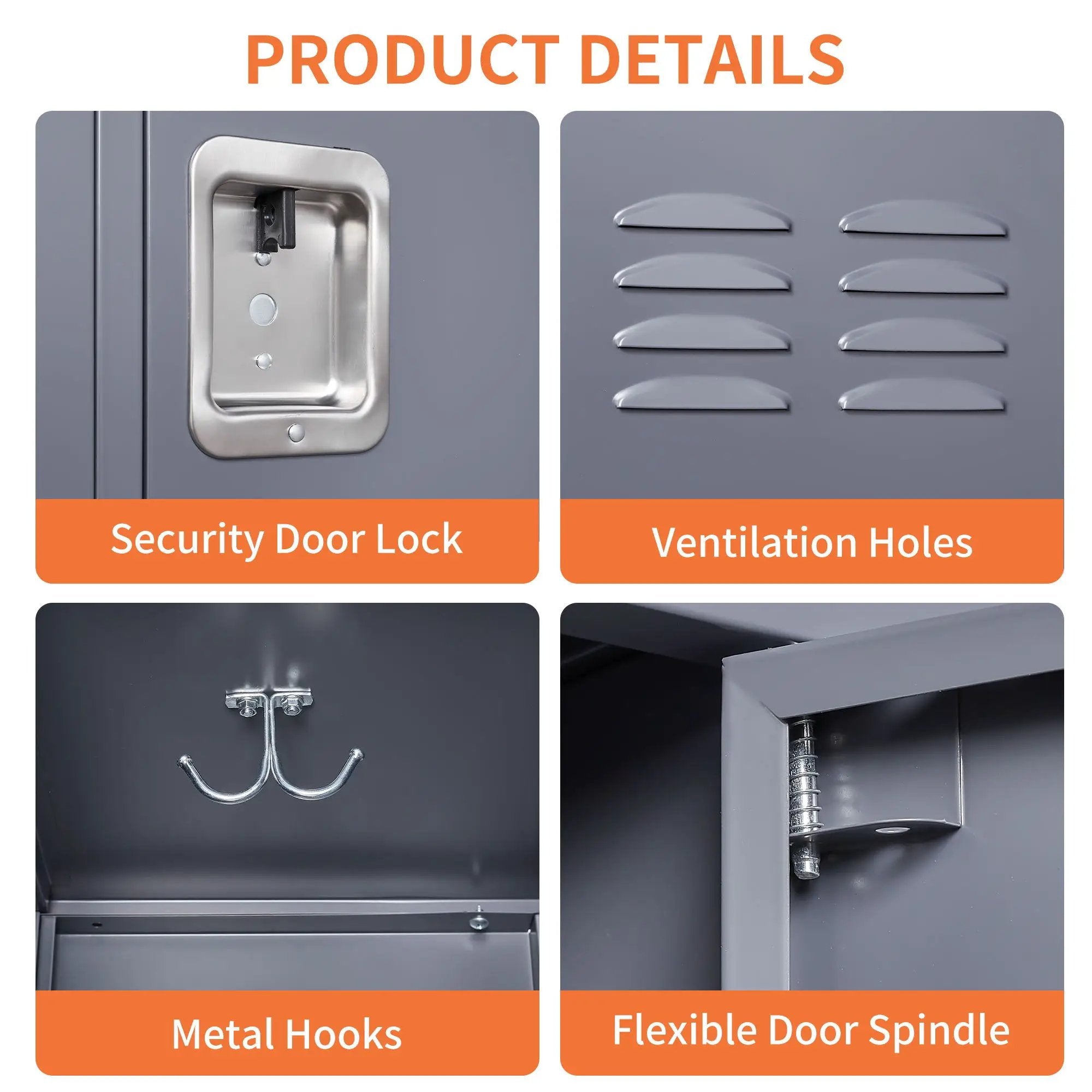3 Door Lockers With Lock For Home, Gym, Office, School, And Garage - Gray by HouseOfZazla