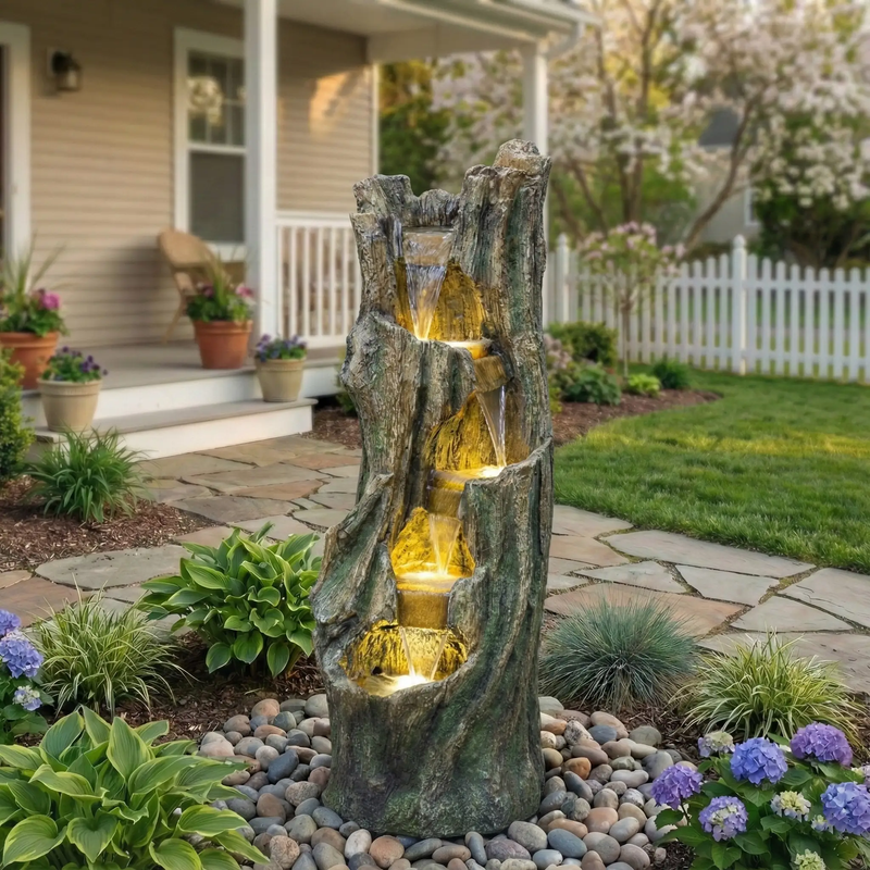 Waterfall Fountain for Outdoor Gardens and Patios by HouseOfZazla