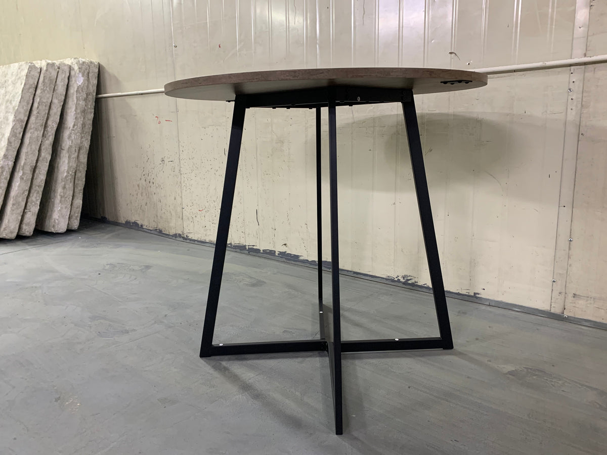31.5 Inch Round Dining Table with Black Metal Legs - Brown, photo 8 of 10