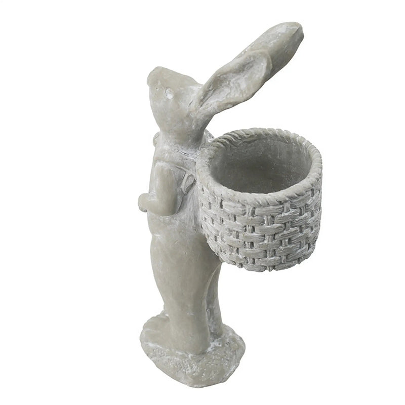 8.5x5.5x19.5" Tall Cement Rabbit Planter by HouseOfZazla