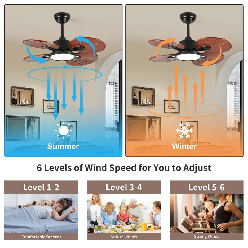 33-Inch Ceiling Fan with Light and 5 Solid Wood Blades by HouseOfZazla