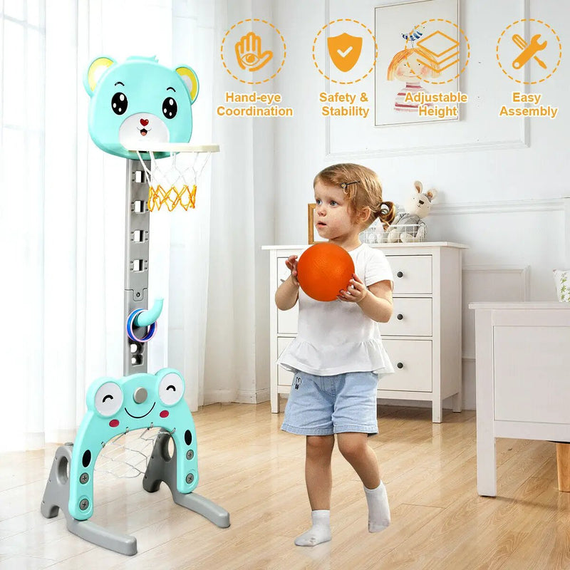 Adjustable Kids 3-in-1 Basketball Hoop Set Stand with Balls by DirectDeals