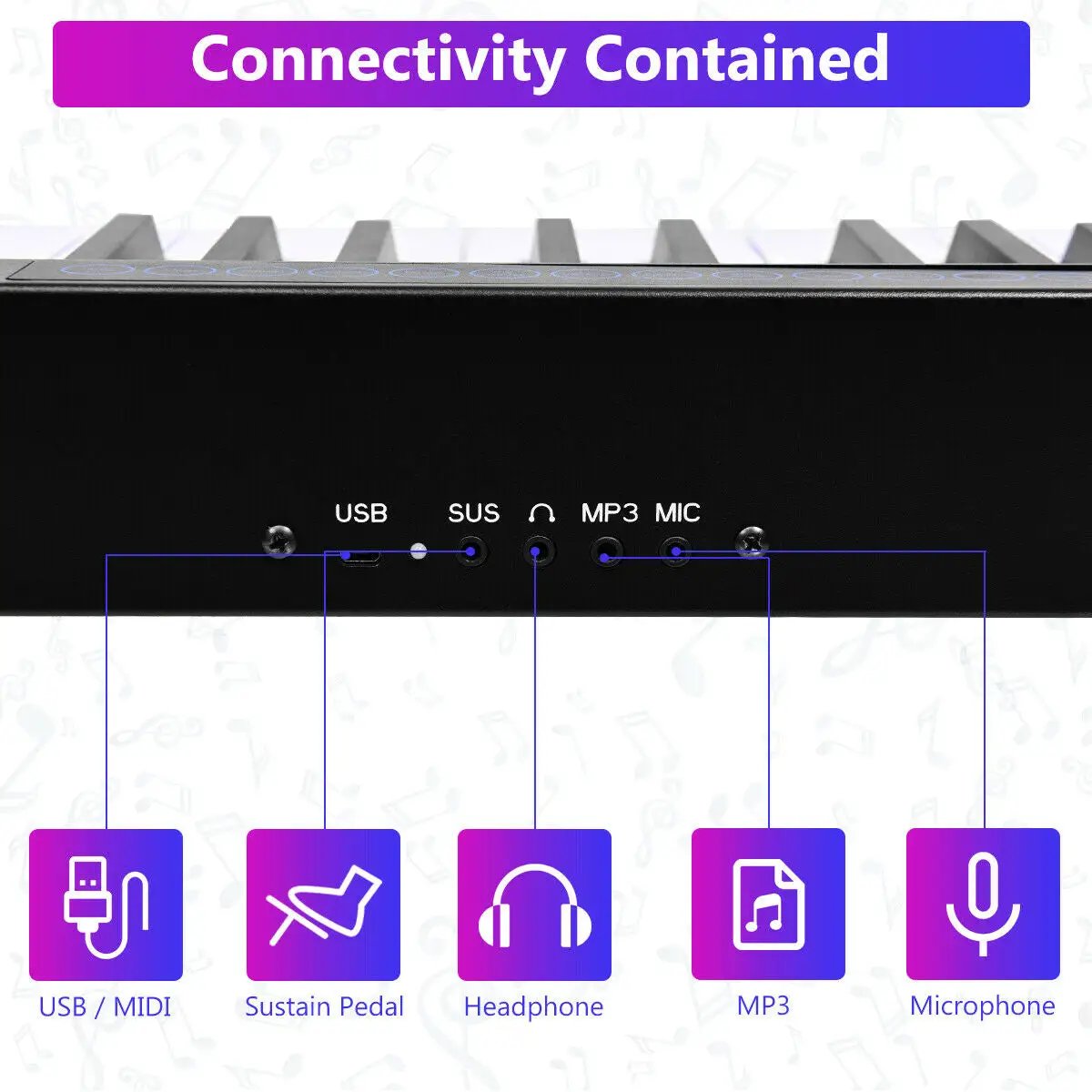 88-Key Portable Electronic Piano with Voice Function by DirectDeals