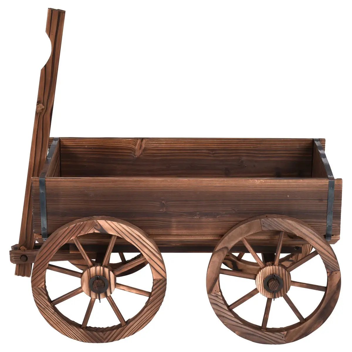 Wood Wagon Planter Pot Stand with Wheels by DirectDeals