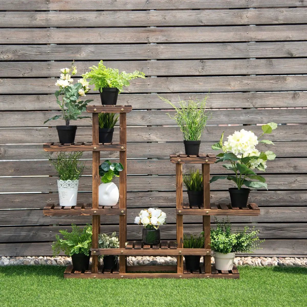6 Tier Wooden Shelf Storage Plant Rack Stand by DirectDeals