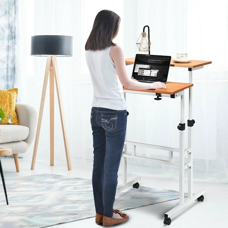 2 in 1 Height Adjustable Sit Standing Computer Desk by DirectDeals