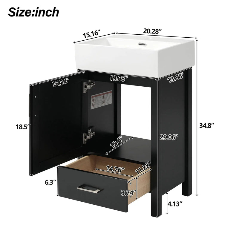 Bathroom Vanity With Sink, Frame And Drawer by Unique Piece Furniture