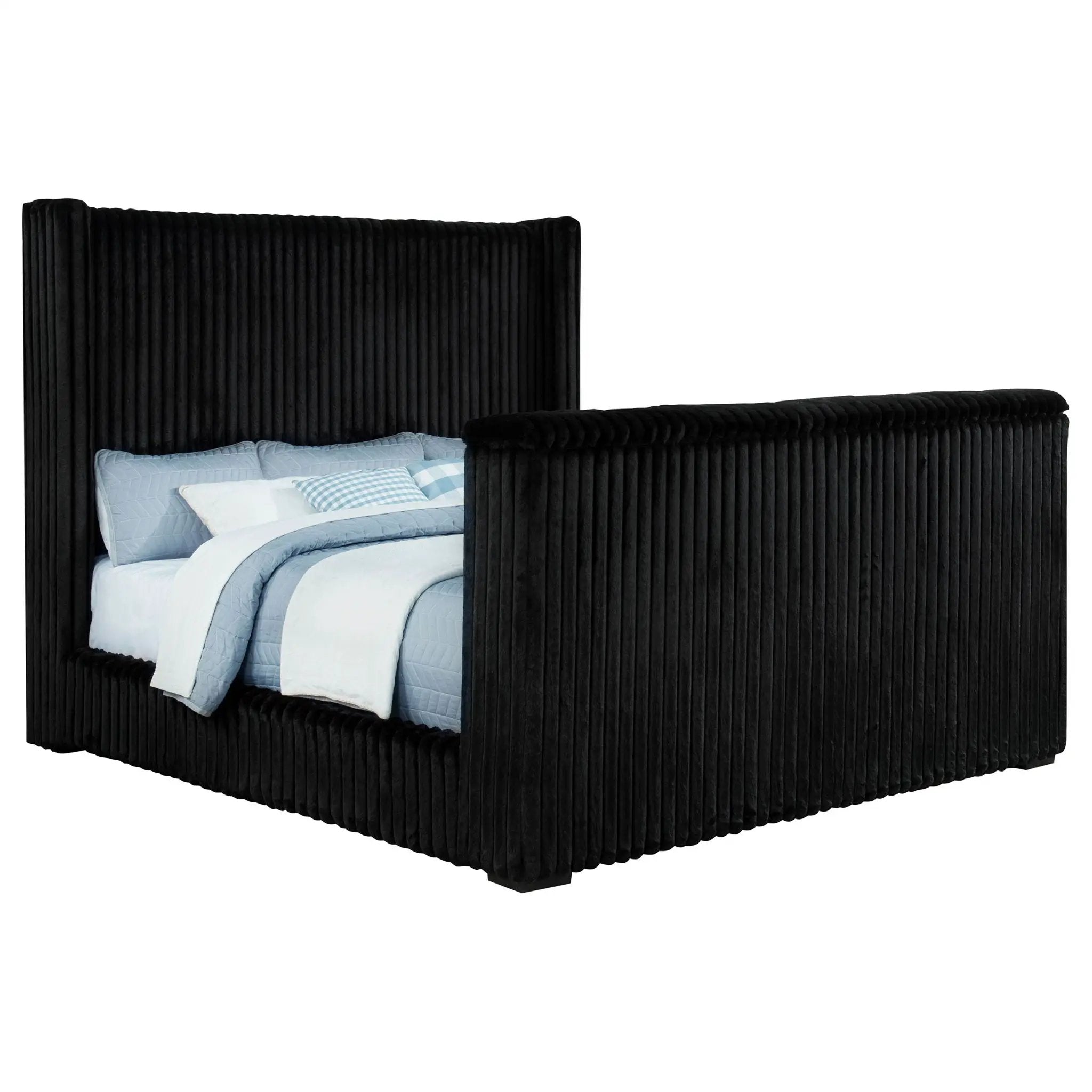 Centergrove Upholstered California King Wingback TV Bed Black by Unique Piece Furniture