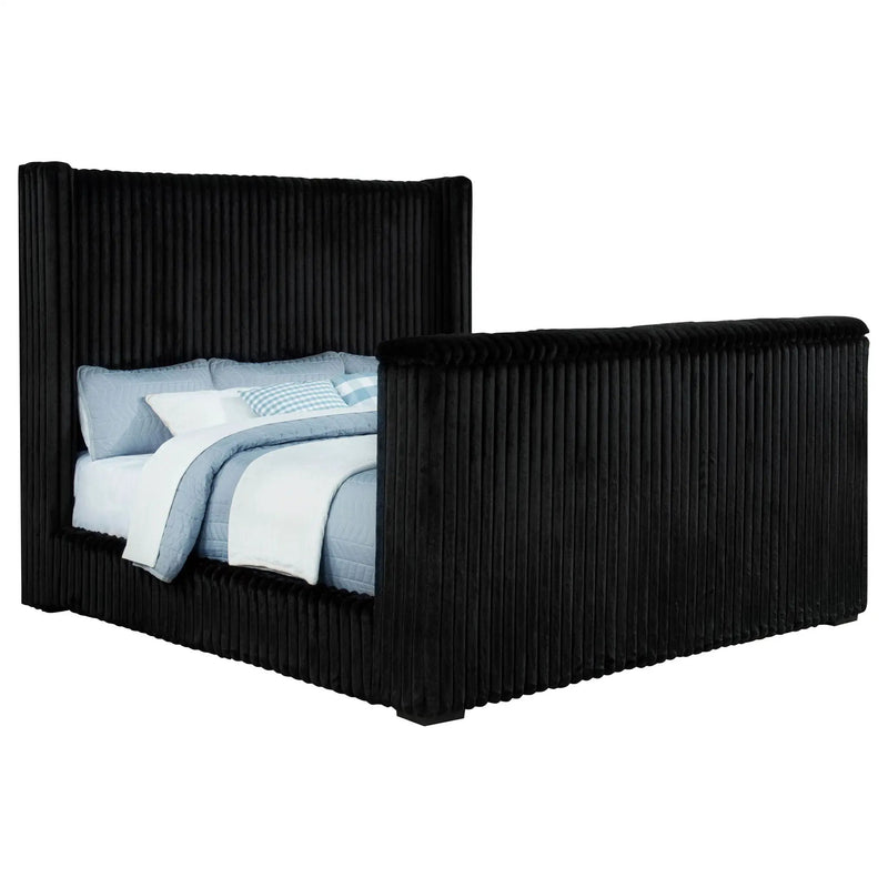 Centergrove Upholstered California King Wingback TV Bed Black by Unique Piece Furniture