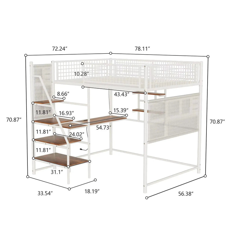 Metal Loft Bed With Built - In Charging Station And LED Light by HouseOfZazla
