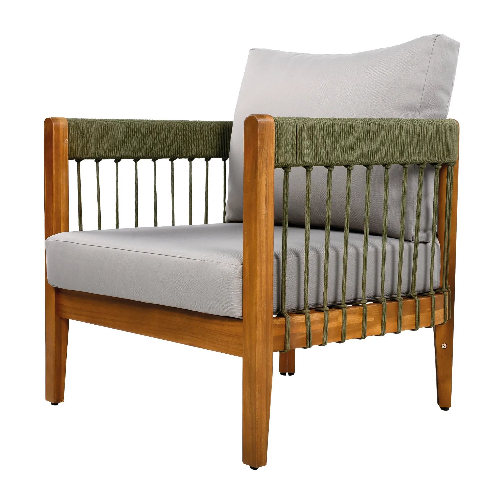 [Set of 2] Acacia Wood Outdoor Club Chair with Rope Accents by HouseOfZazla