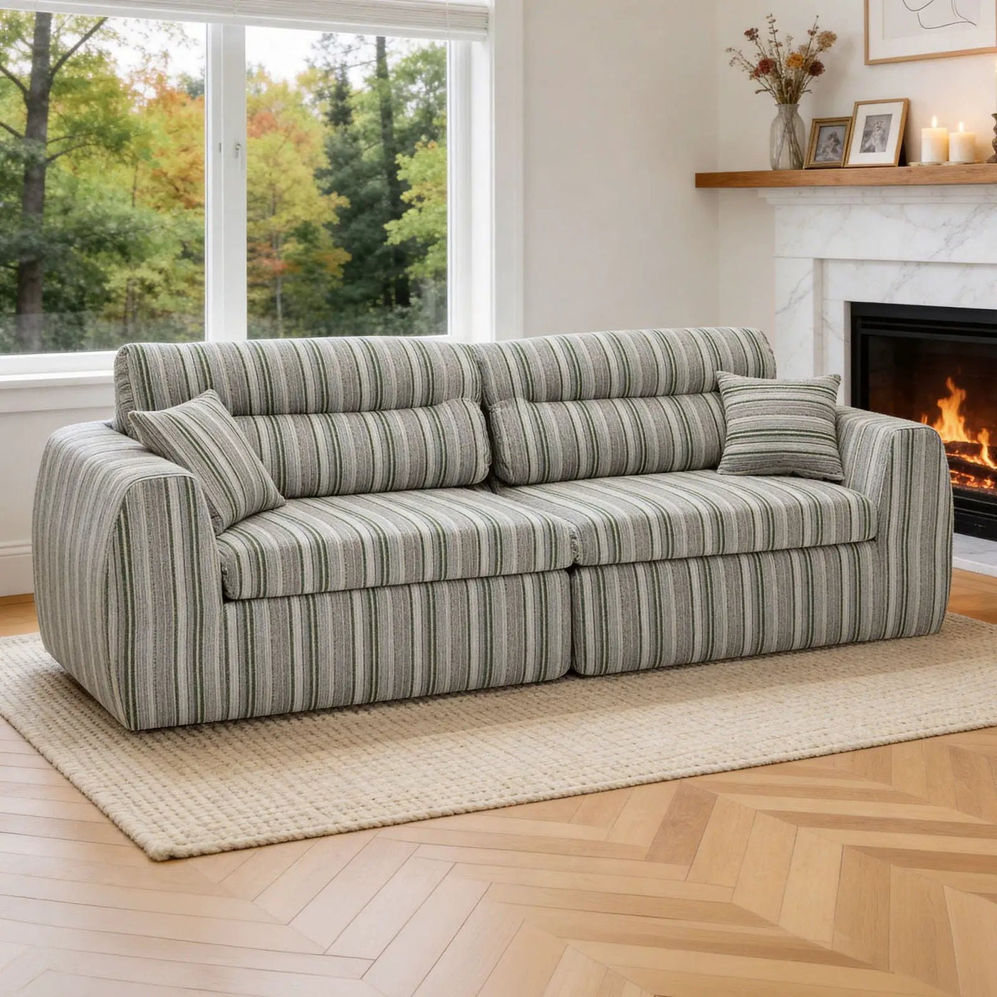 3 Seater, Couch With Throw Pillows For Living Room by HouseOfZazla