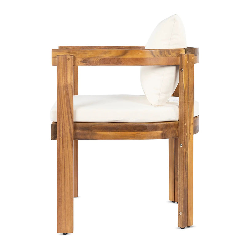 7 Pieces Acacia Wood Outdoor Dining Set with Cream Cushions by HouseOfZazla
