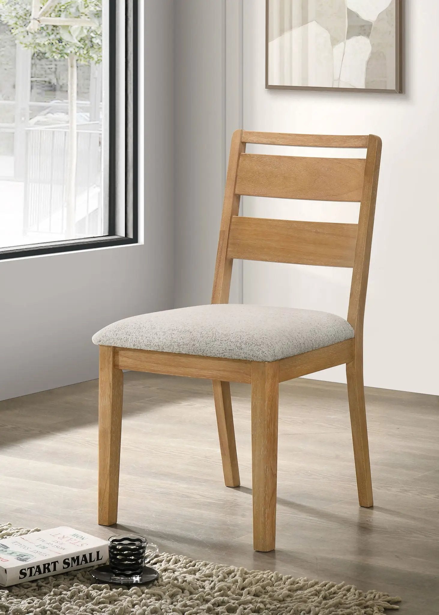 Duncan Ladder Back Dining Side Chair Washed Oak (Set of 2) by Unique Piece Furniture