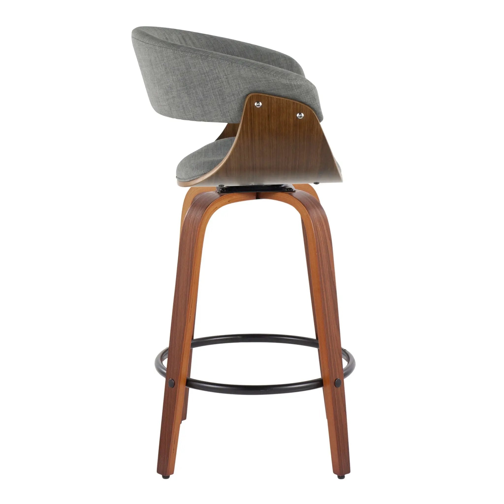 Vintage Mod - Mid Century Modern Fixed Height Counter Stool & Swivel With Round Footrest (Set of 2) by Unique Piece Furniture