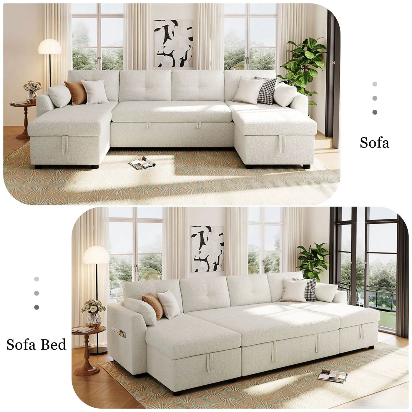 U-Shaped Sectional Sofa Bed With Storage And USB Ports by Unique Piece Furniture